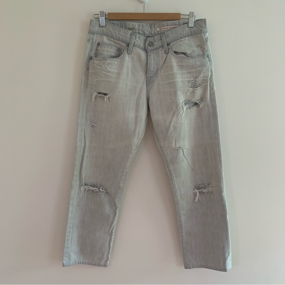 AG Adriano Goldschmied Ex-Boyfriend Crop Distressed Ripped Denim Jeans Womens 28 - Picture 1 of 6